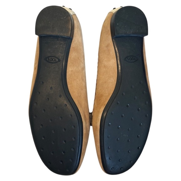 TOD’S Suede Leather Metal Buckle Loafer Tan/Cream/Brown Women’s 7.5US (37.5EU) - Picture 7 of 9